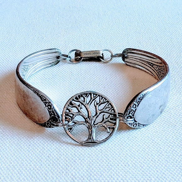 Hand Crafted Jewelry - Tree of Life Silver Spoon Bracelet
